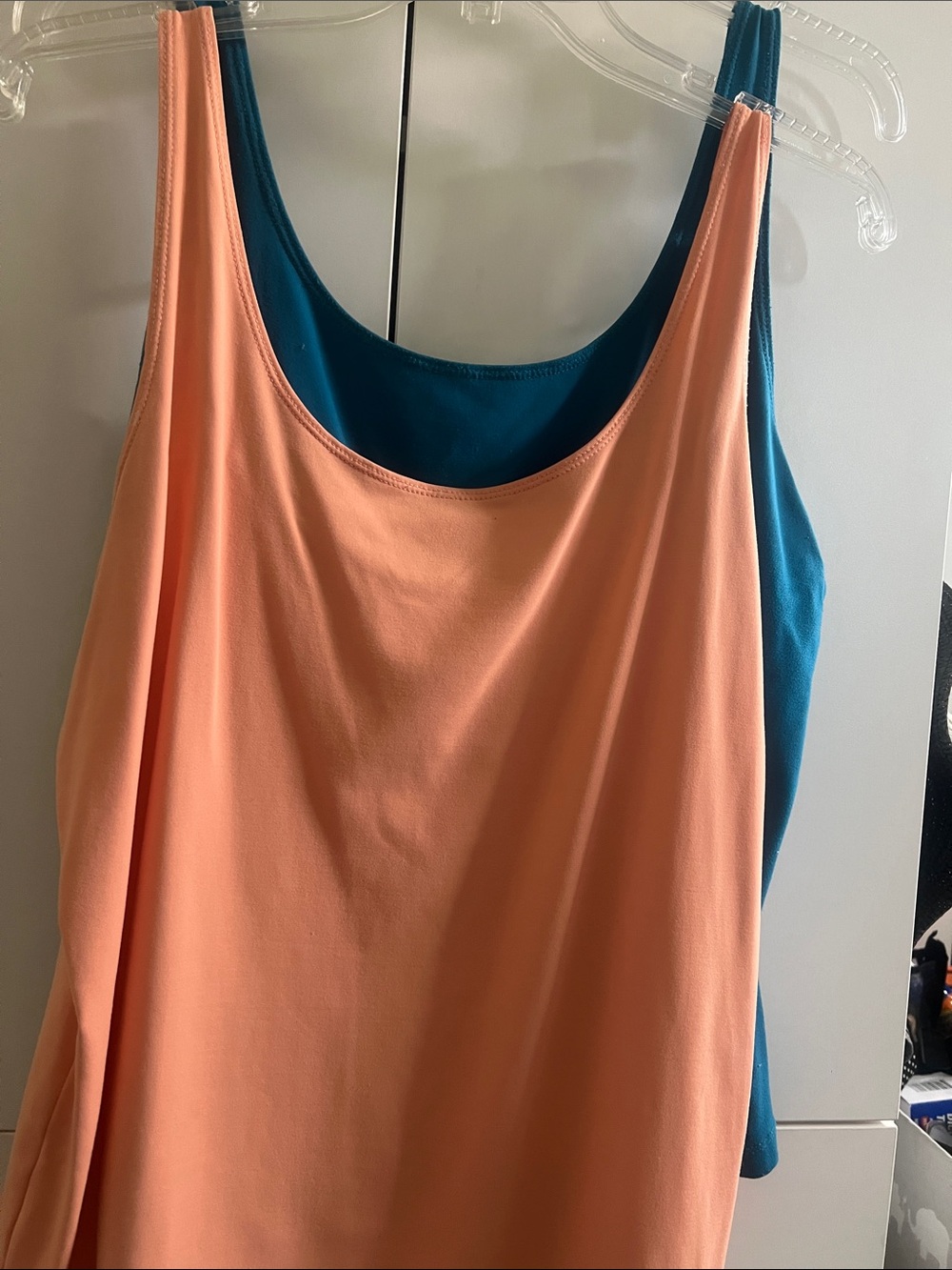 Chicos Sleeveless Tank Top - Peach and Teal